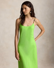 Beaded-Trim Linen Slip Dress