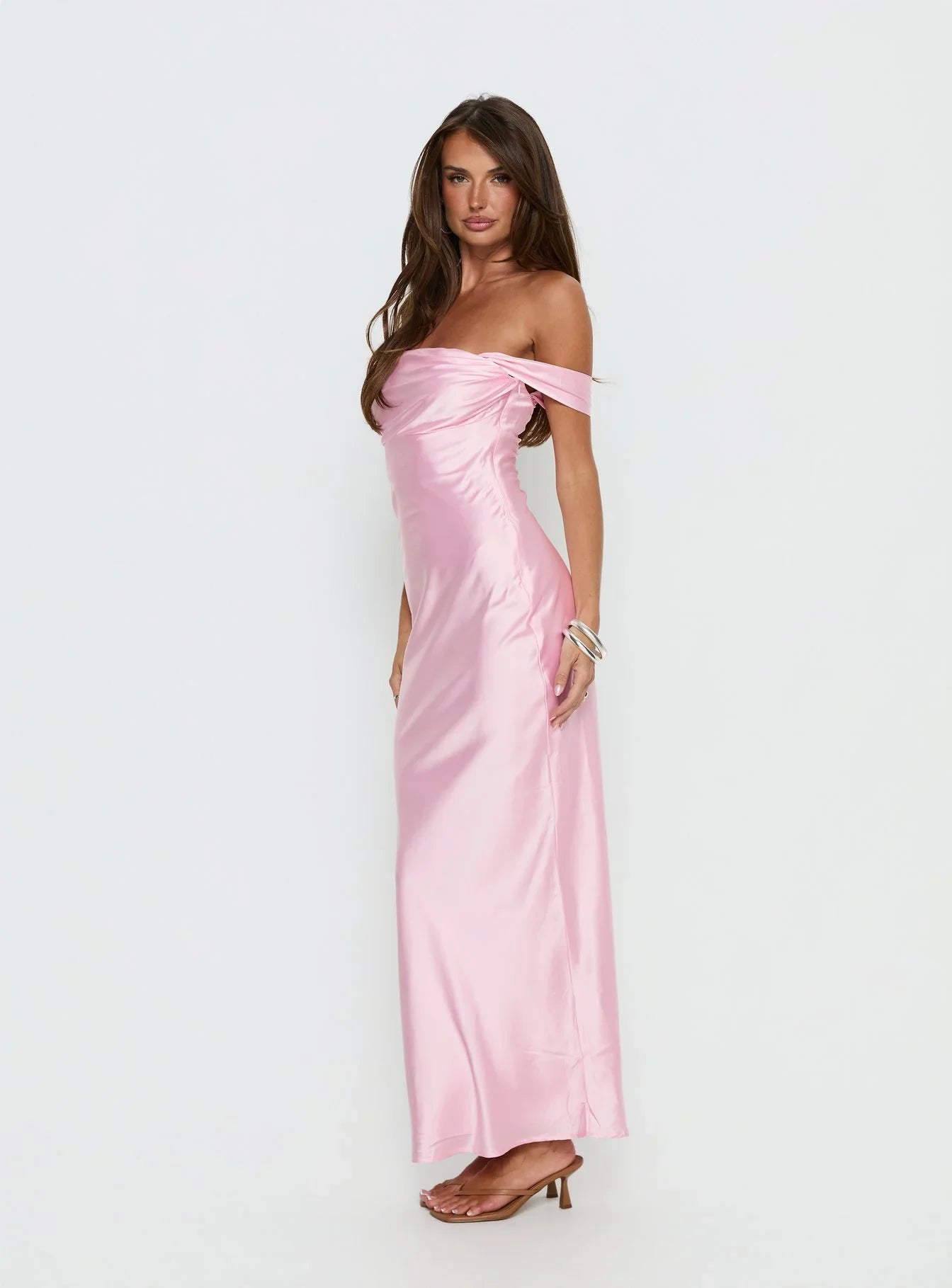 Azura Off The Shoulder Maxi Dress Pink