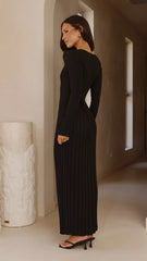 Cyra Long Sleeve Maxi Dress - Black