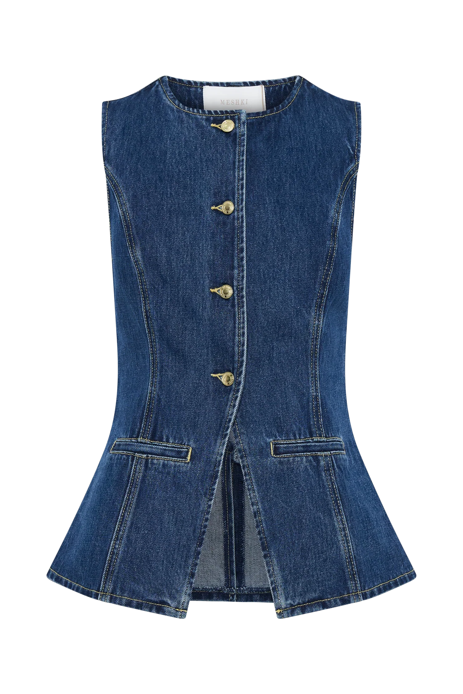 Abel Denim Button Up Top - Dark Blue